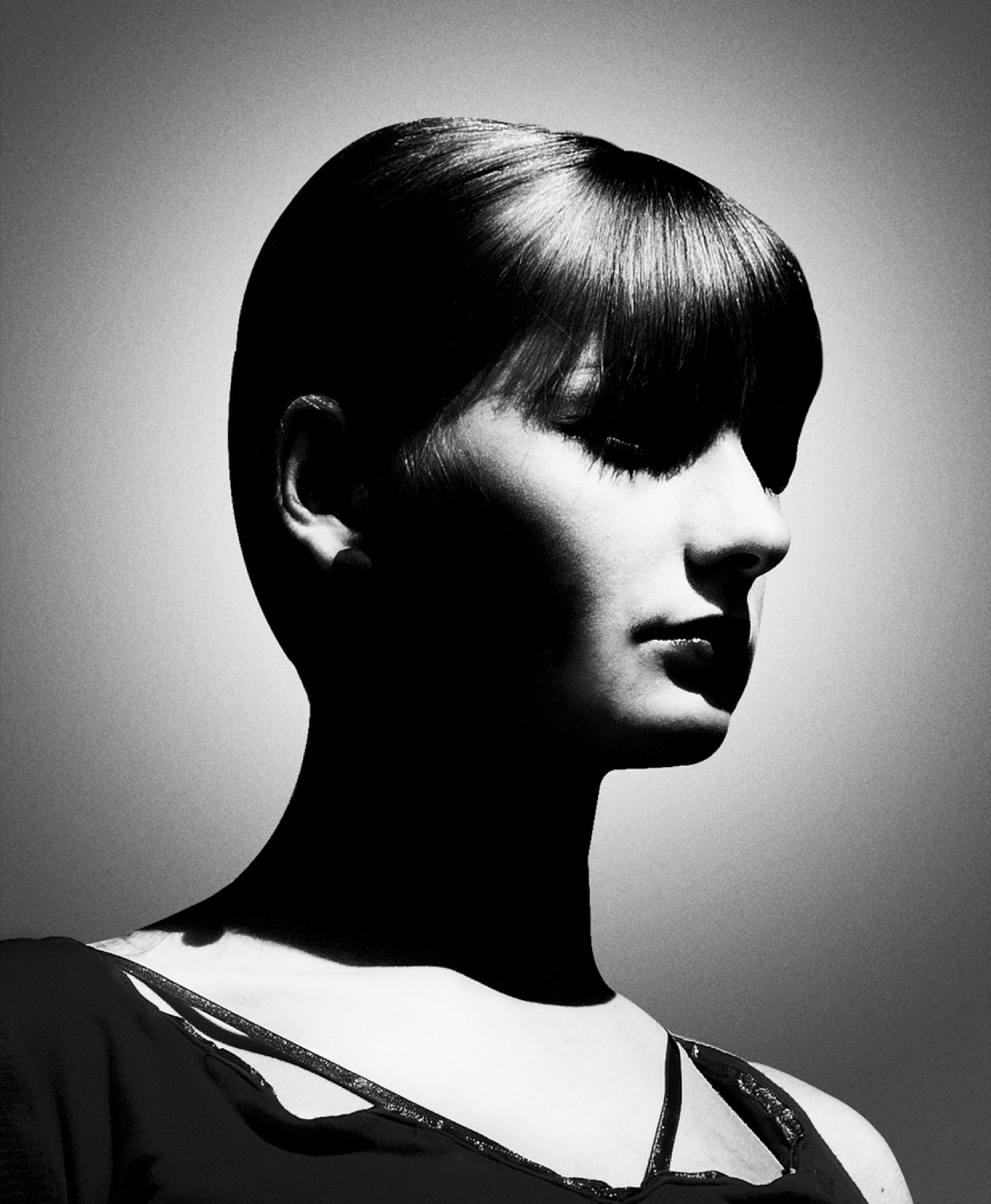 Graphic black-and-white portrait