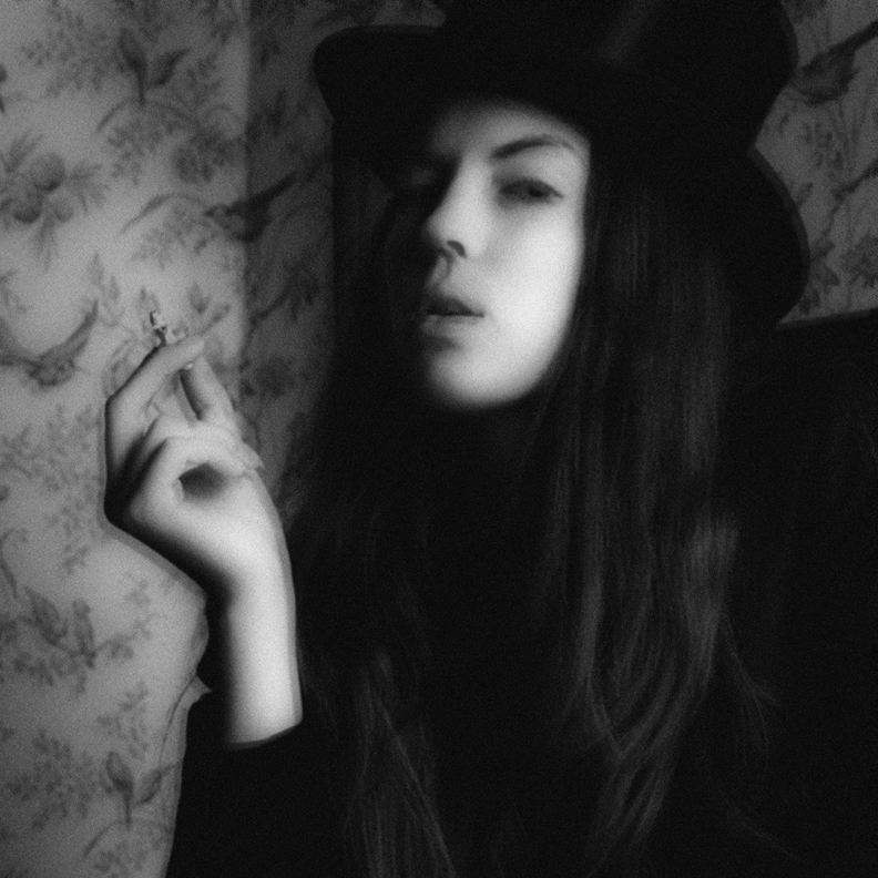 Black-and-white portrait photograph